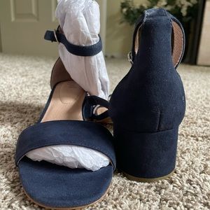 Velvet Navy Blue 2” Chunky Heels